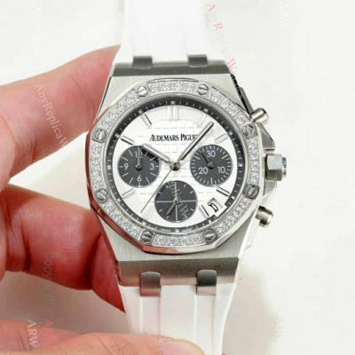 Women Audemars Piguet Royal Oak offshore Replica Watch Diamond Bezel White Dial